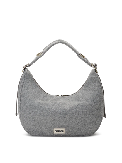 Hobo bag Bianca grey wool effect