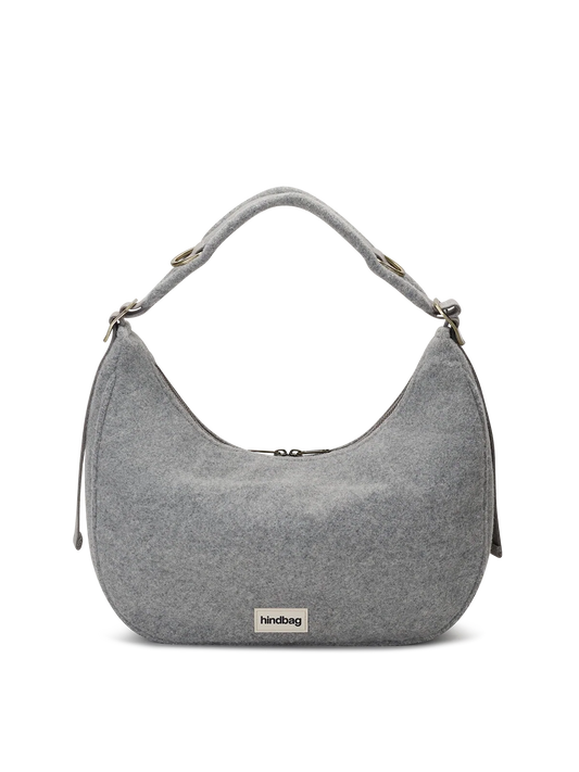 Hobo bag Bianca grey wool effect