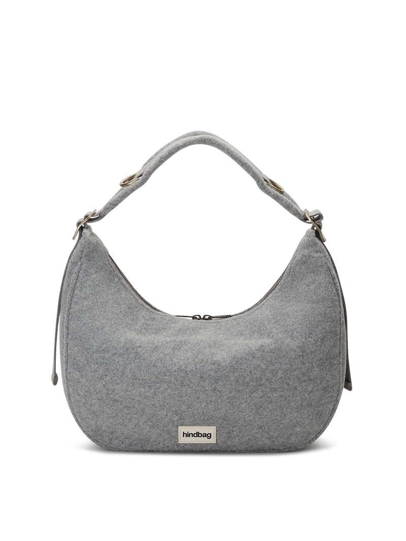 Hobo bag Bianca grey wool effect