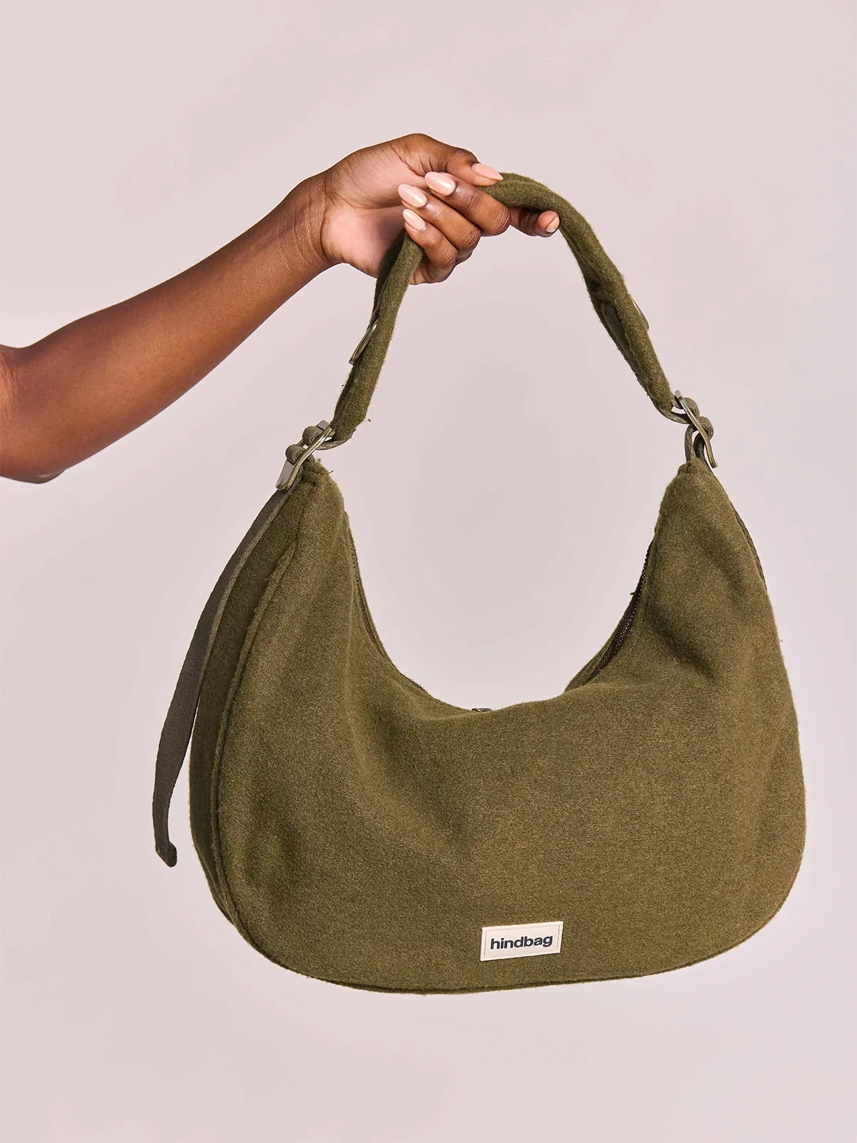 Hobo bag Bianca khaki wool effect