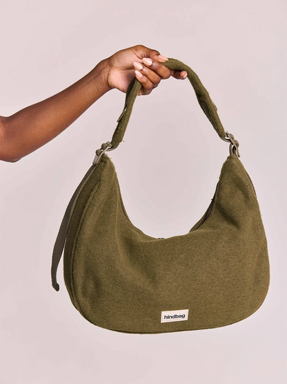 Hobo bag Bianca khaki wool effect