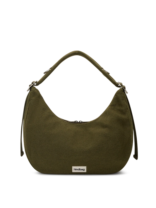 Hobo bag Bianca khaki wool effect