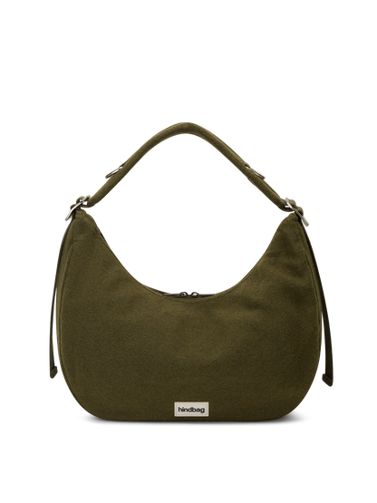 Hobo bag Bianca khaki wool effect
