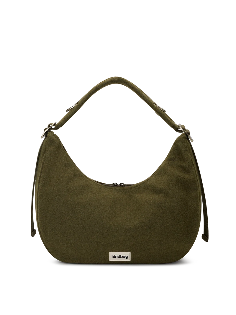 Hobo bag Bianca khaki wool effect