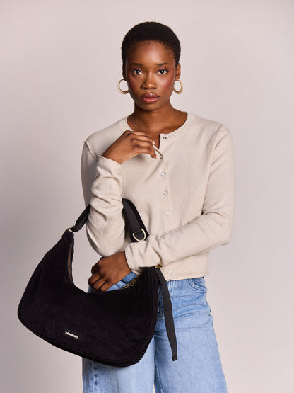 Hobo bag Bianca black corduroy