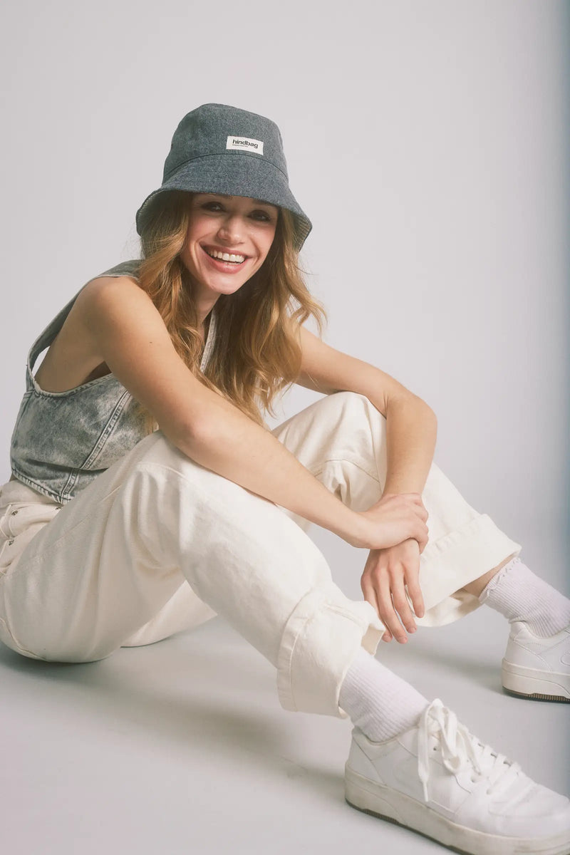 Gray Denim Bucket Hat