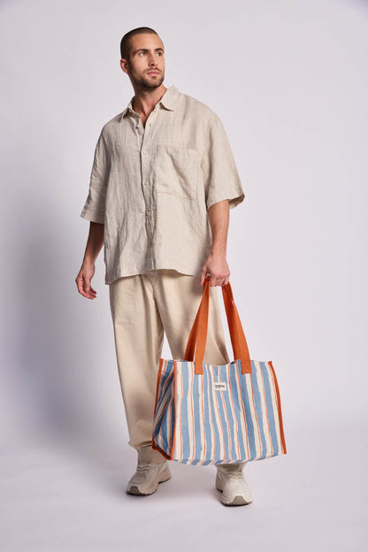 Claude Orange and Blue Stripes Tote bag