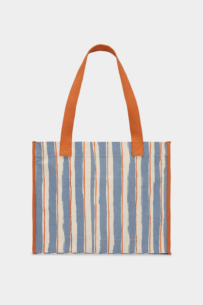 Claude Orange and Blue Stripes Tote bag