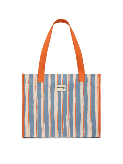 Claude Orange and Blue Stripes Tote bag