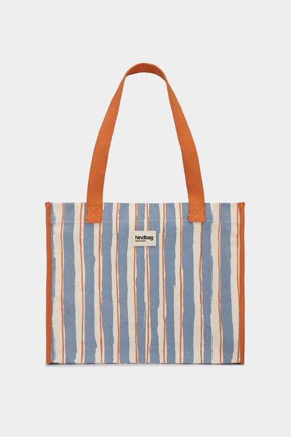 Claude Orange and Blue Stripes Tote bag