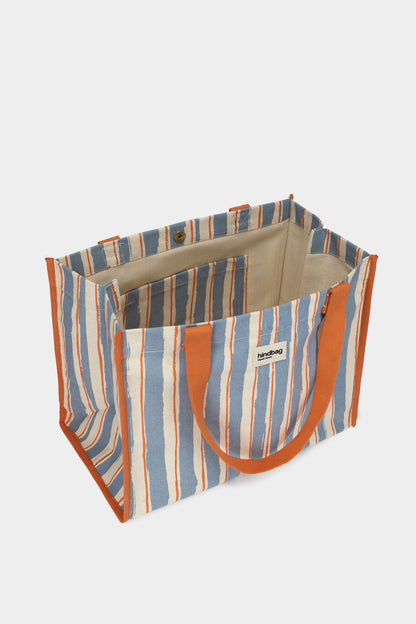 Claude Orange and Blue Stripes Tote bag