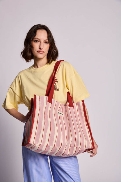 Claude Red and Pink Stripes Tote bag