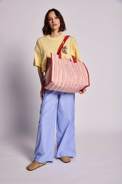 Claude Red and Pink Stripes Tote bag