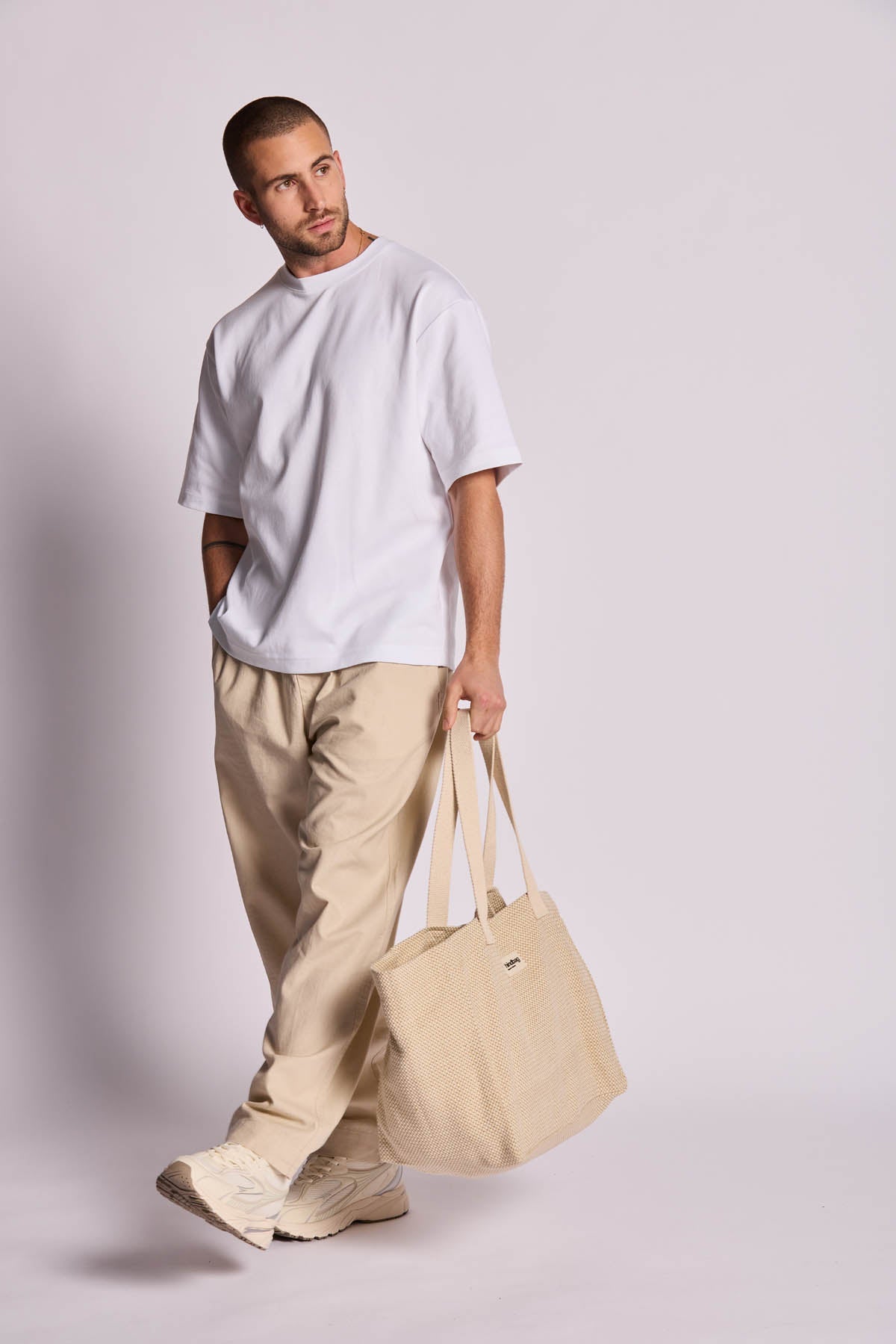 Claude nude woven tote bag