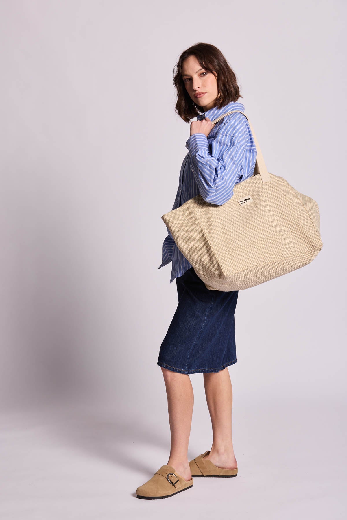 Claude nude woven tote bag