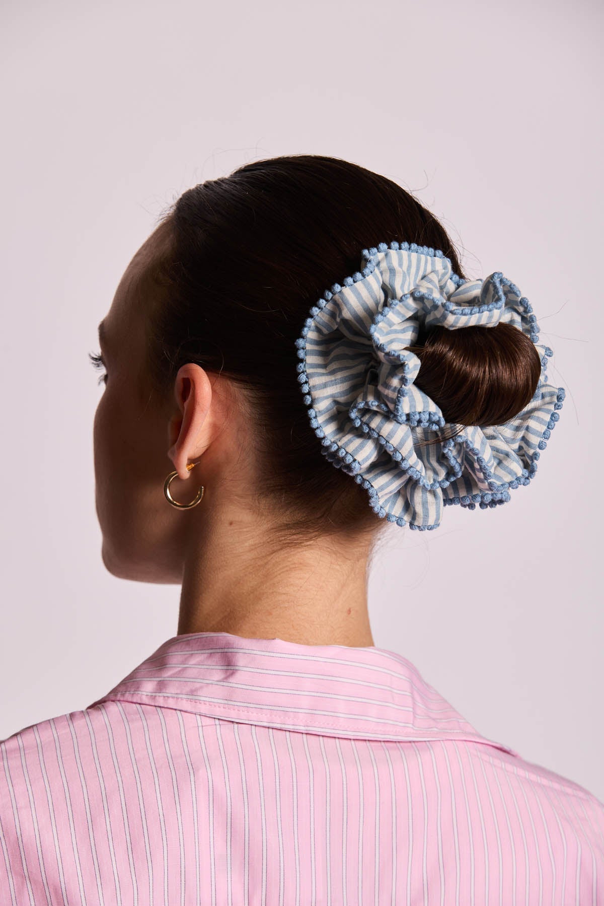 Frilly Scrunchie Blue Stripes