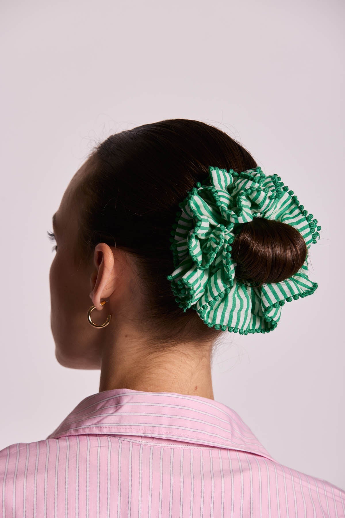 Frilly Scrunchie Green Stripes