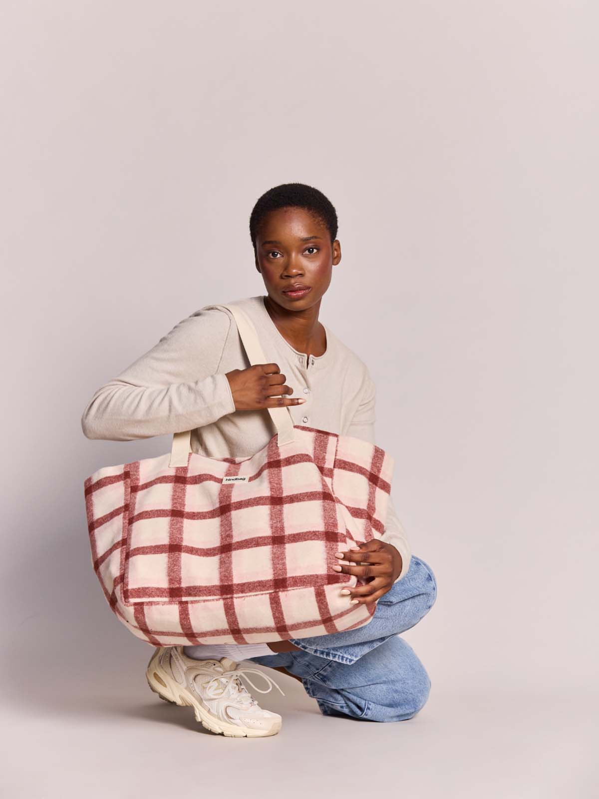 Claude pink tartan Stripes Tote bag