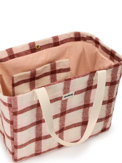 Claude pink tartan Stripes Tote bag