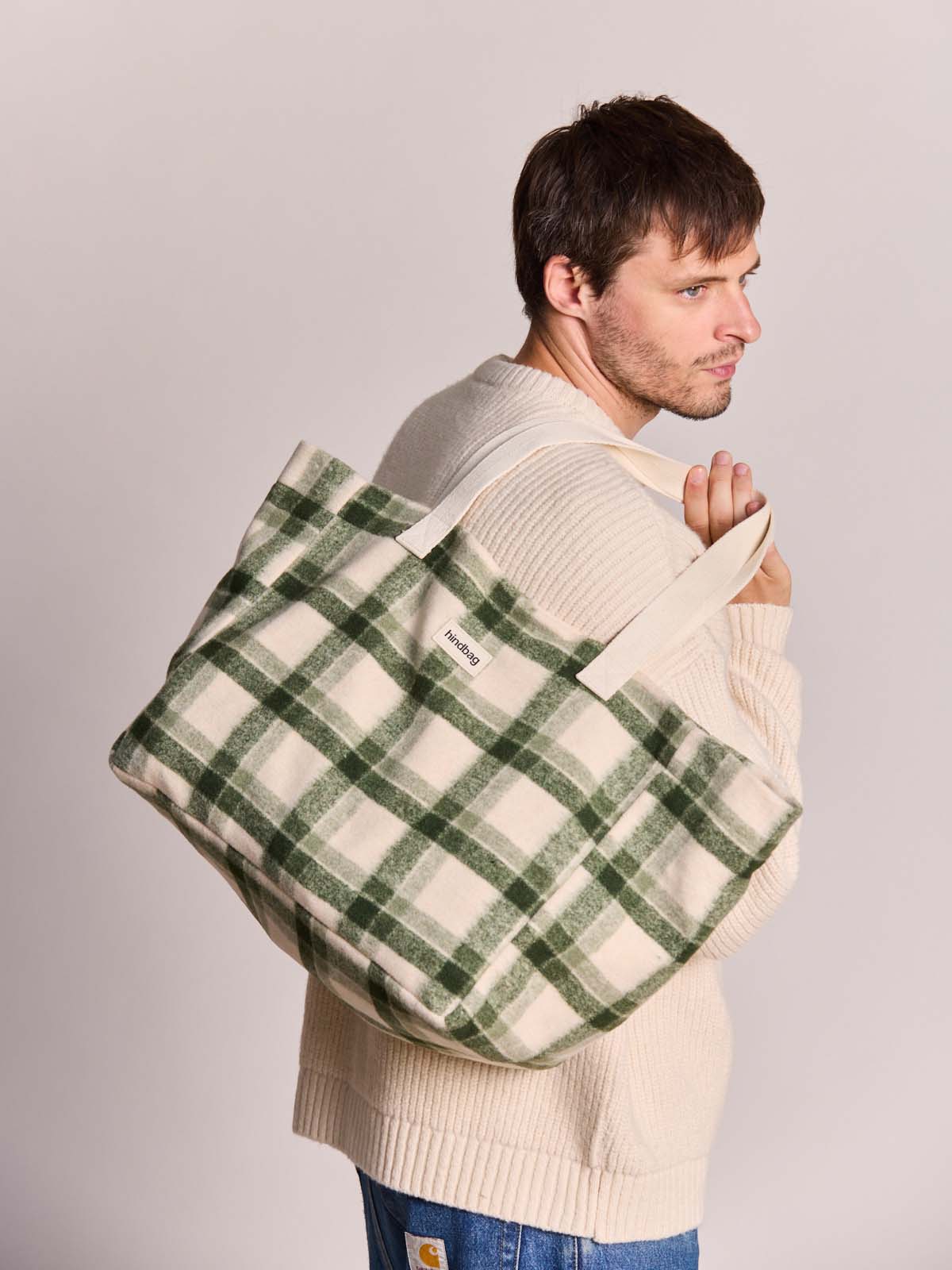 Claude green tartan Stripes Tote bag