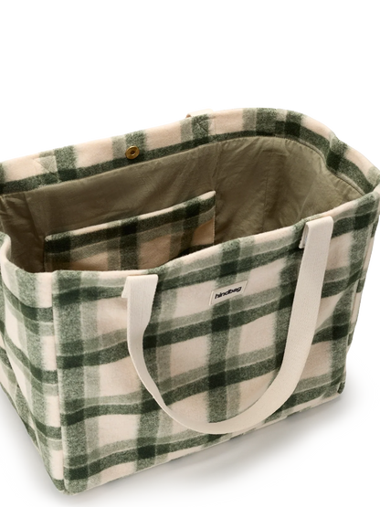 Claude green tartan Stripes Tote bag