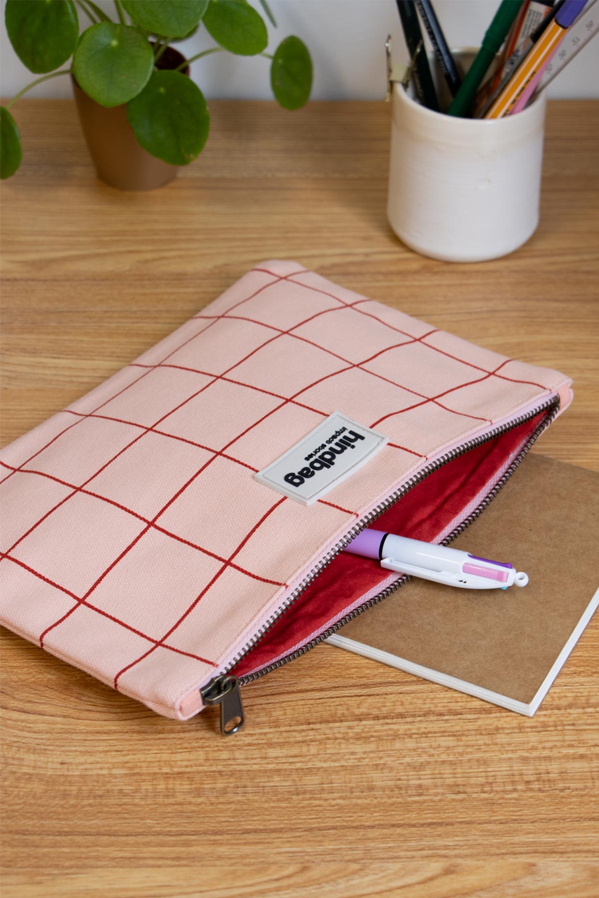 Ema Pouch – Pink/Red Check
