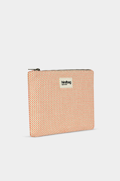 Ema coral woven pouch