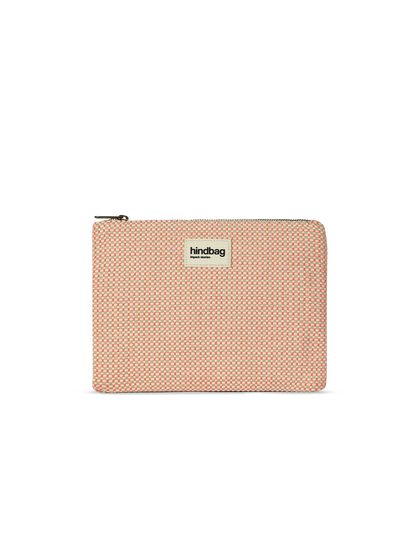 Ema coral woven pouch