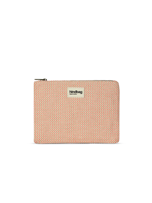 Ema coral woven pouch