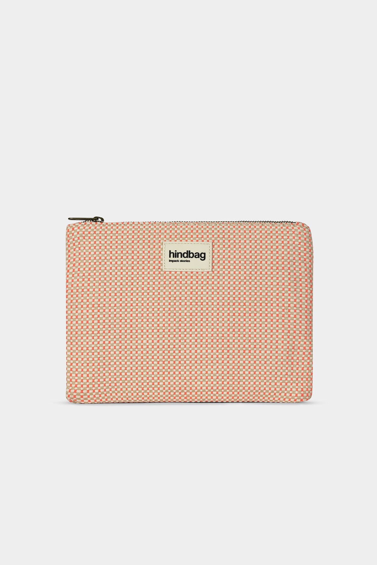 Ema coral woven pouch