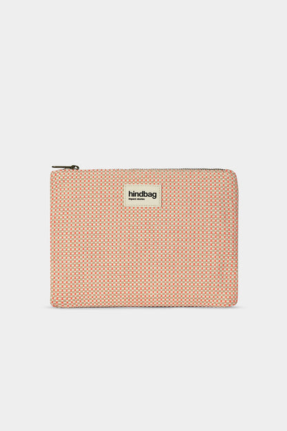 Ema coral woven pouch