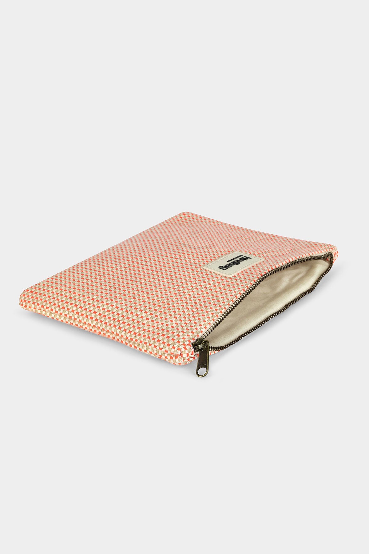 Ema coral woven pouch