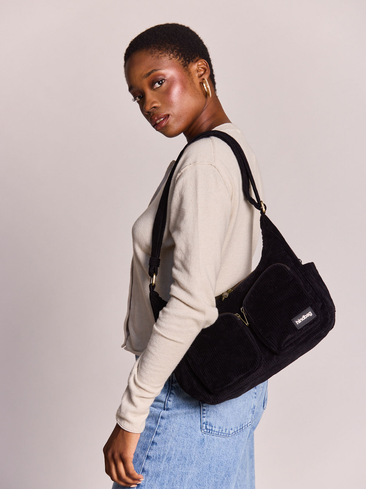 Emile black corduroy Shoulder bag
