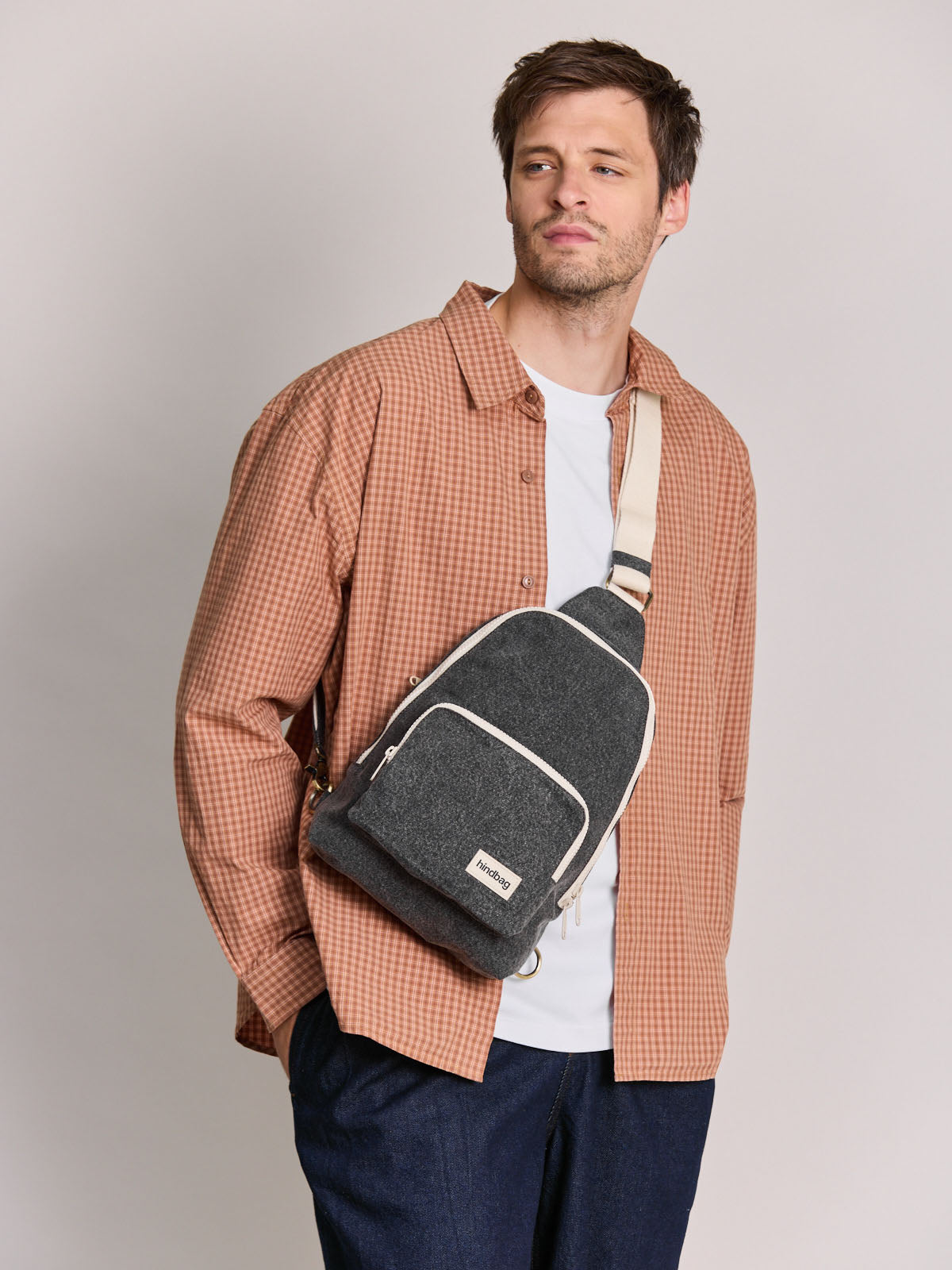 Felix dark grey denim Sling Bag