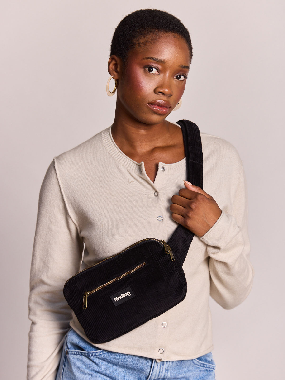 Harry black corduroy bum bag