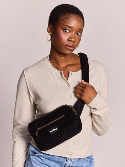 Harry black corduroy bum bag