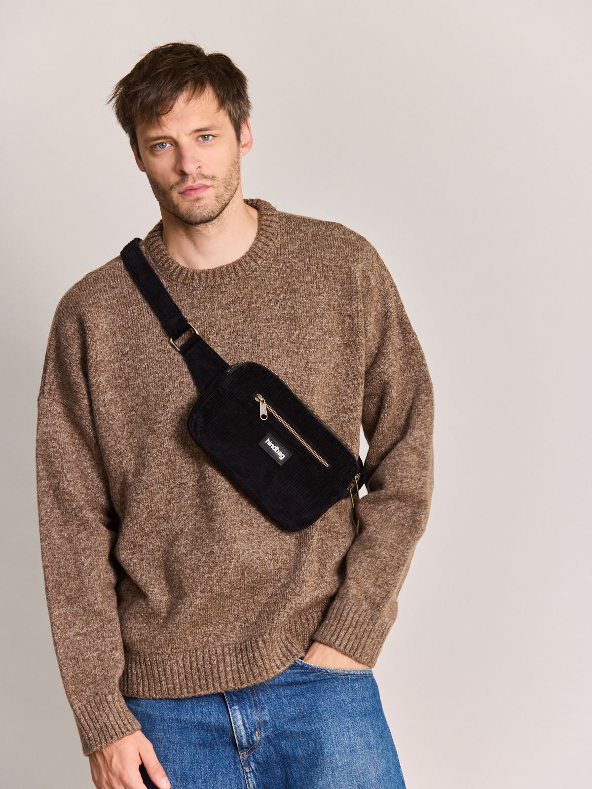 Harry black corduroy bum bag