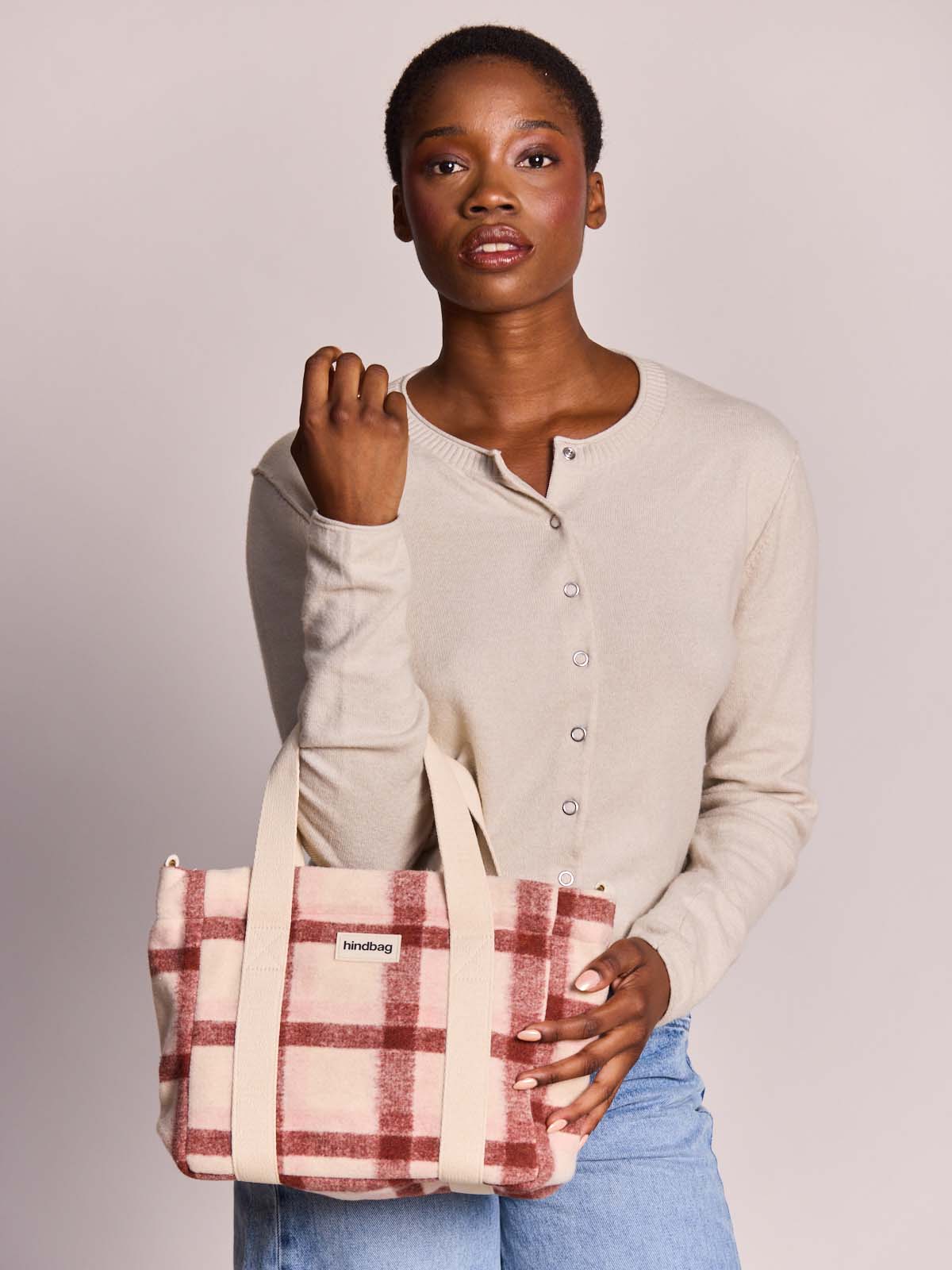 Louise pink tartan crossbody
