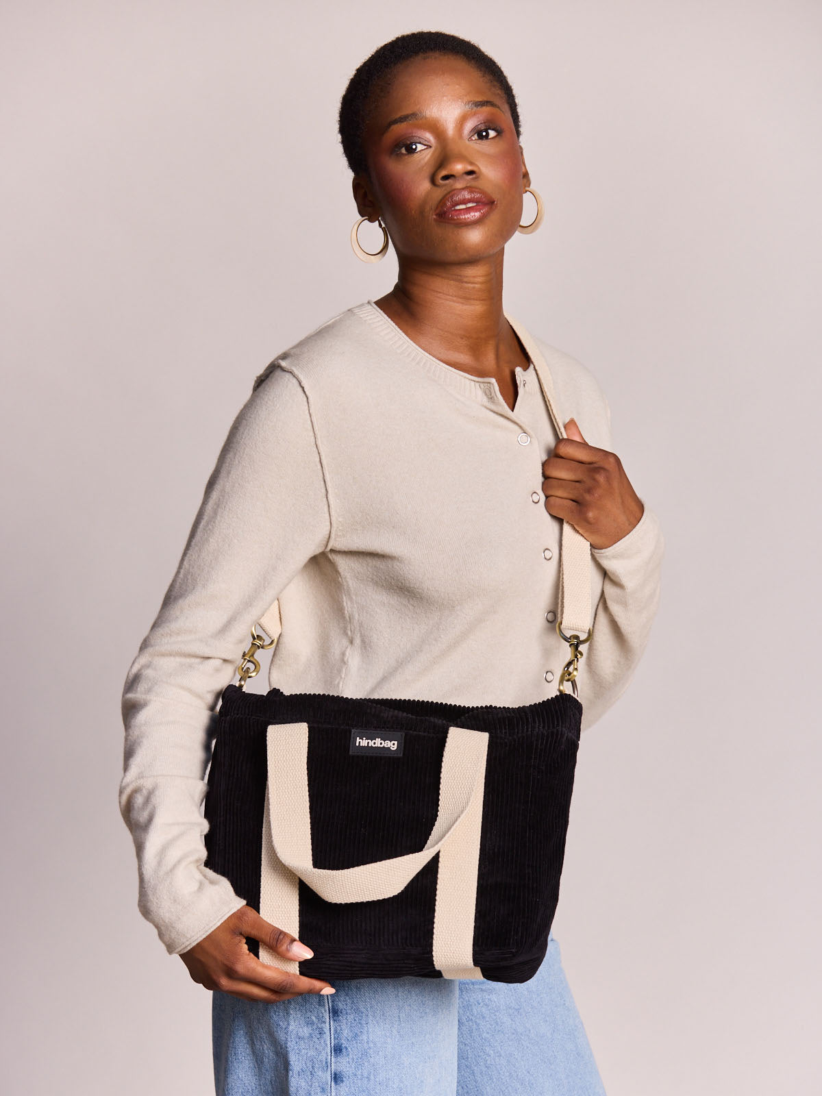 Louise black corduroy Crossbody