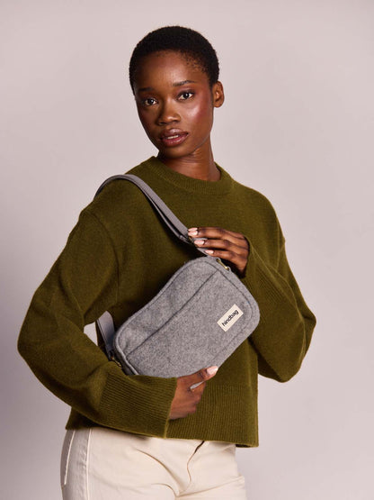 Reporter bag Nino grey wool effect