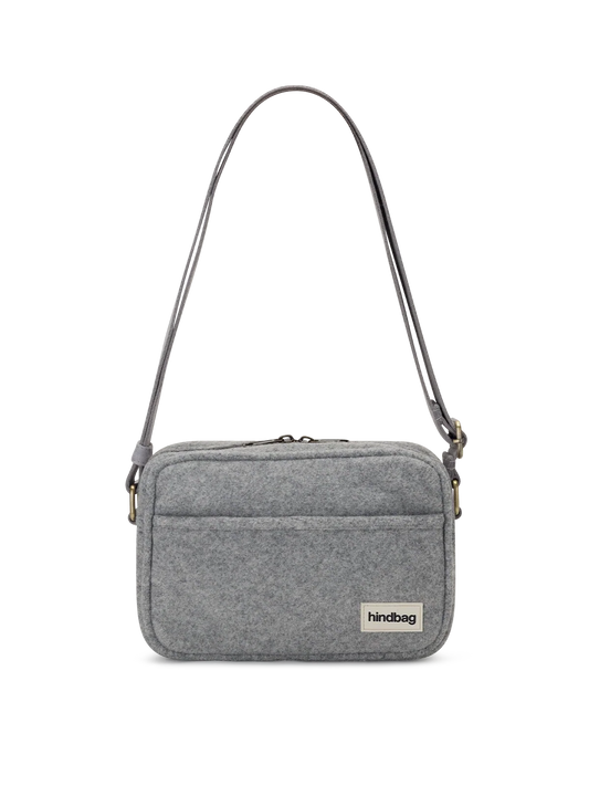 Reporter bag Nino grey wool effect