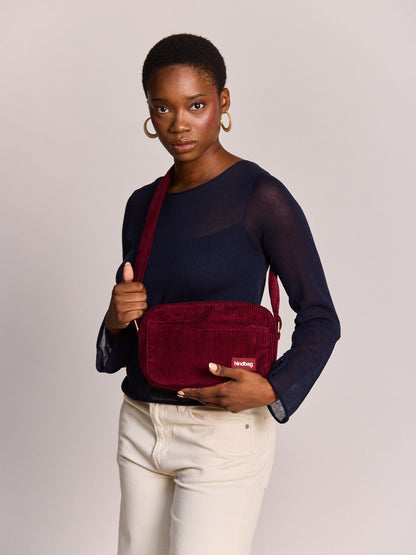 Reporter bag Nino burgundy corduroy