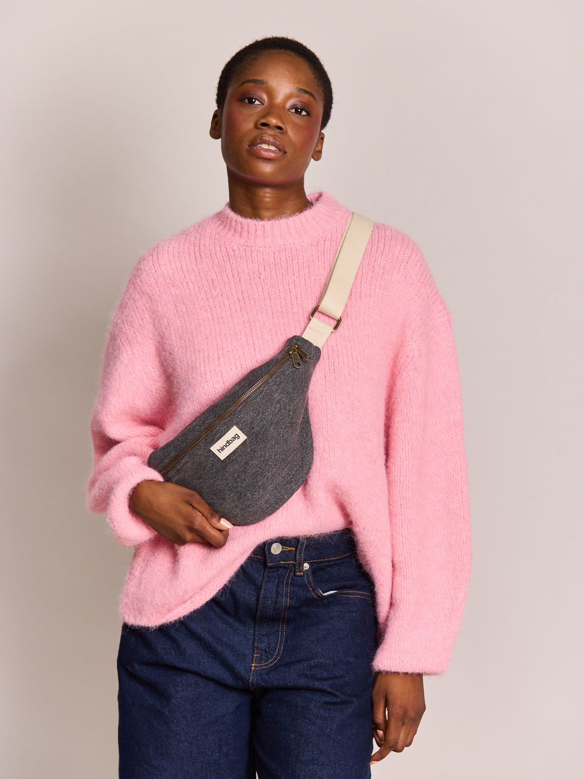 Olivia dark grey denim bum bag