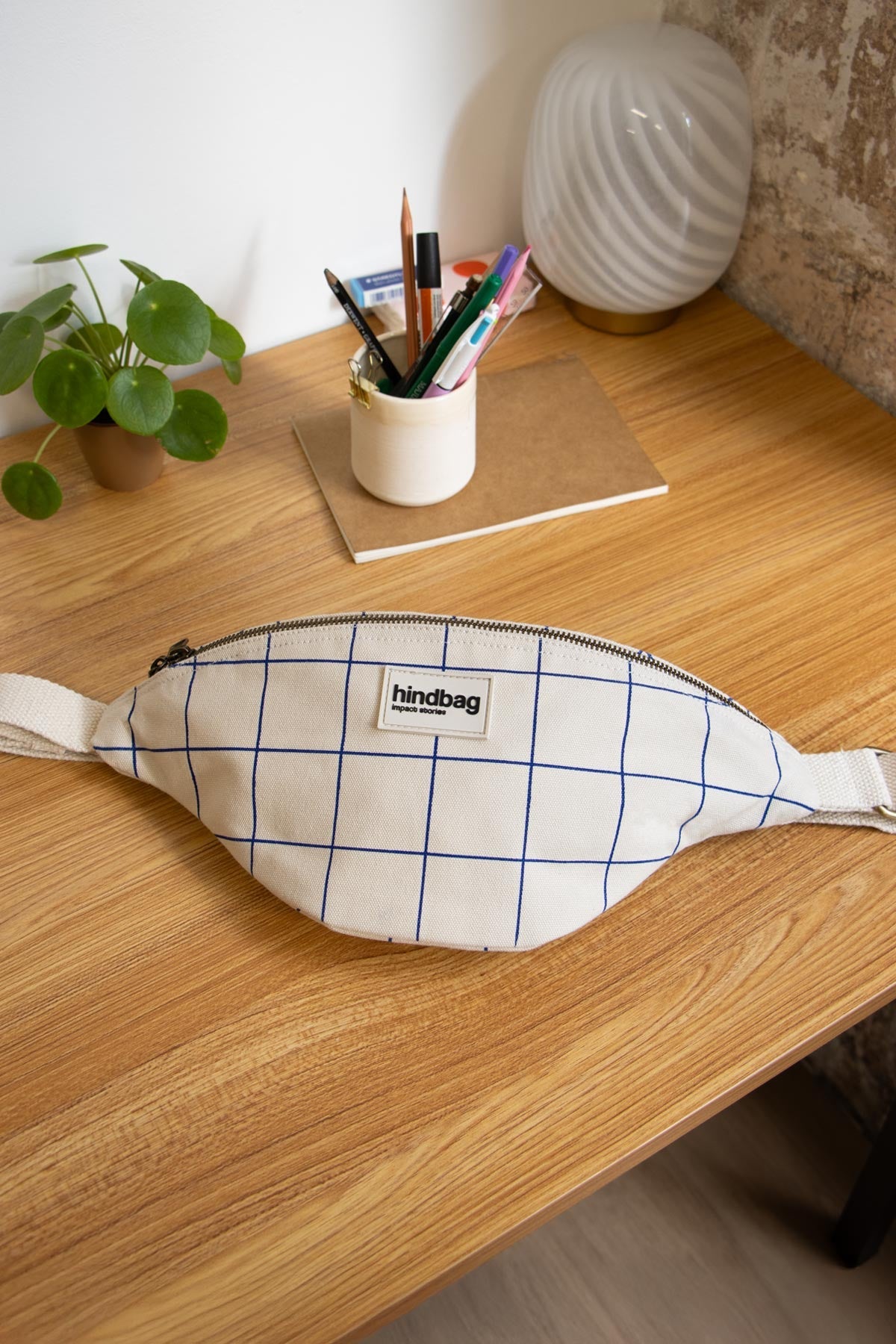 Olivia Fanny Pack – Off-White/Blue Check