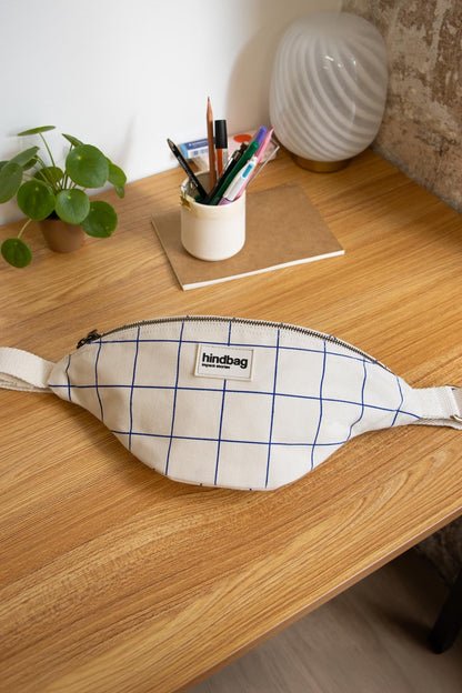 Olivia Fanny Pack – Off-White/Blue Check