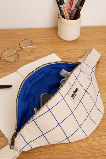 Olivia Fanny Pack – Off-White/Blue Check