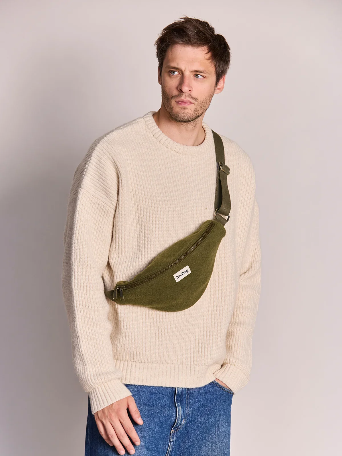 Olivia khaki wool effect Bum bag