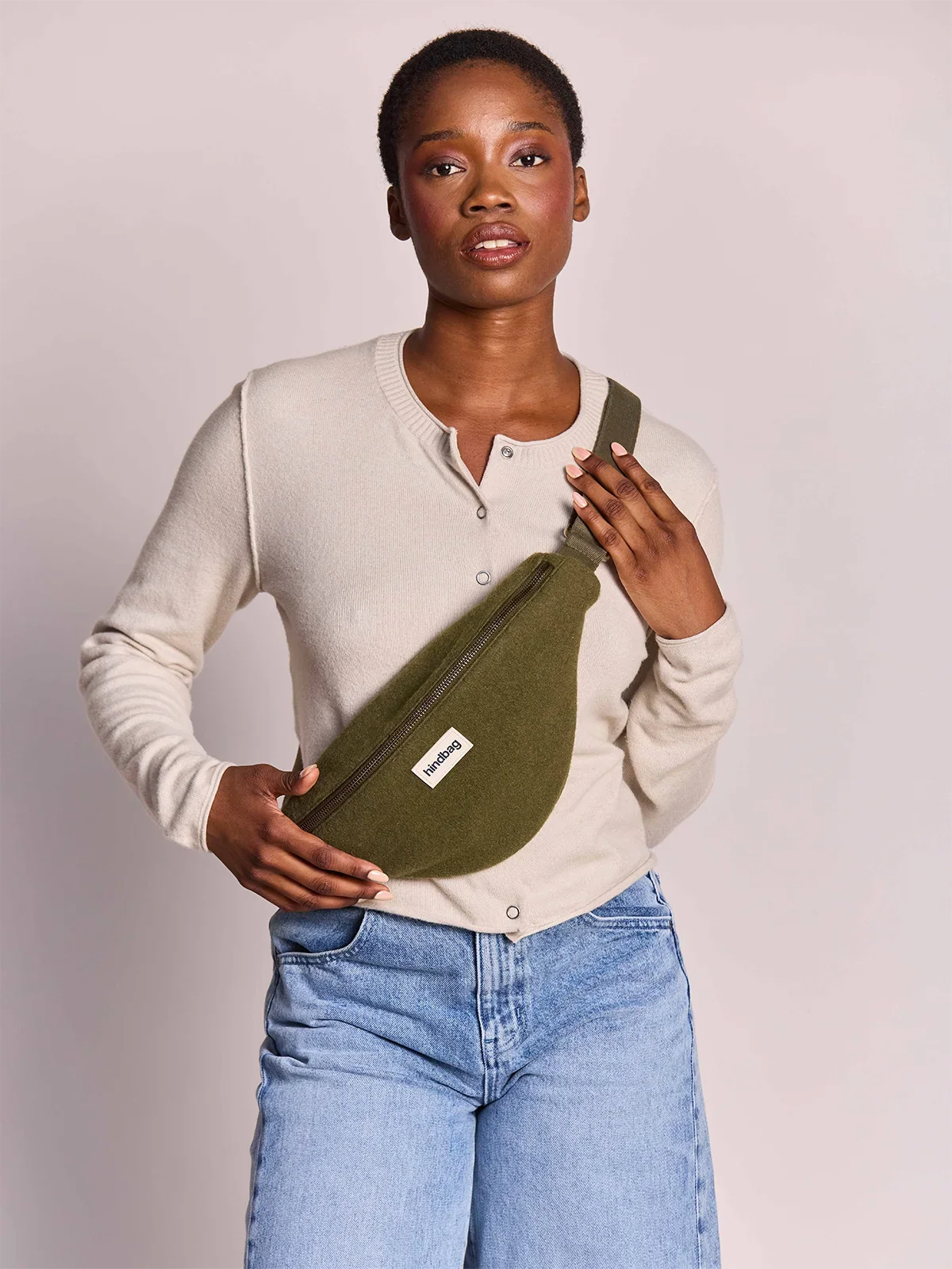 Olivia khaki wool effect Bum bag