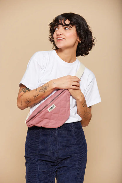 Olivia Quilted Belt Bag Blush pink