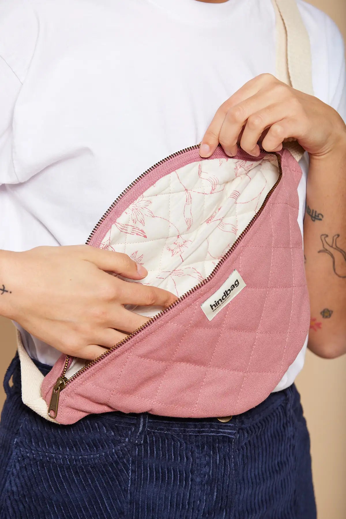 Olivia Quilted Belt Bag Blush pink